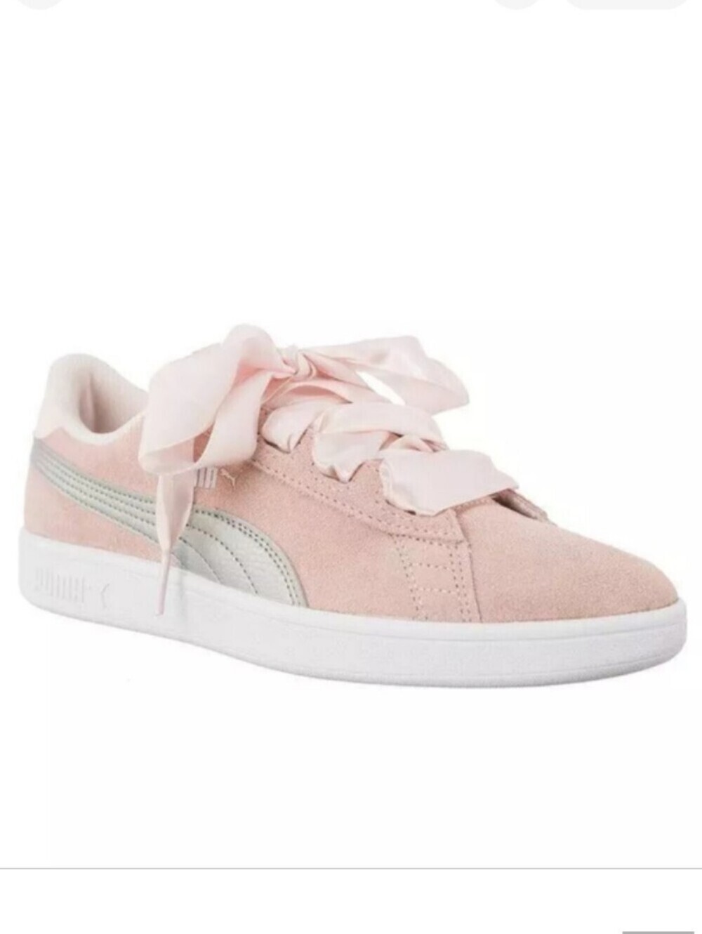 Puma Smash Ribbon Jr Sneaker Trainers Shoes Baby Pink Size US 6C - Picture 1 of 9